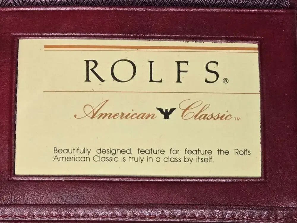 Vintage Rolfs American Classic Burgundy Leather Trifold Wallet with Original Box